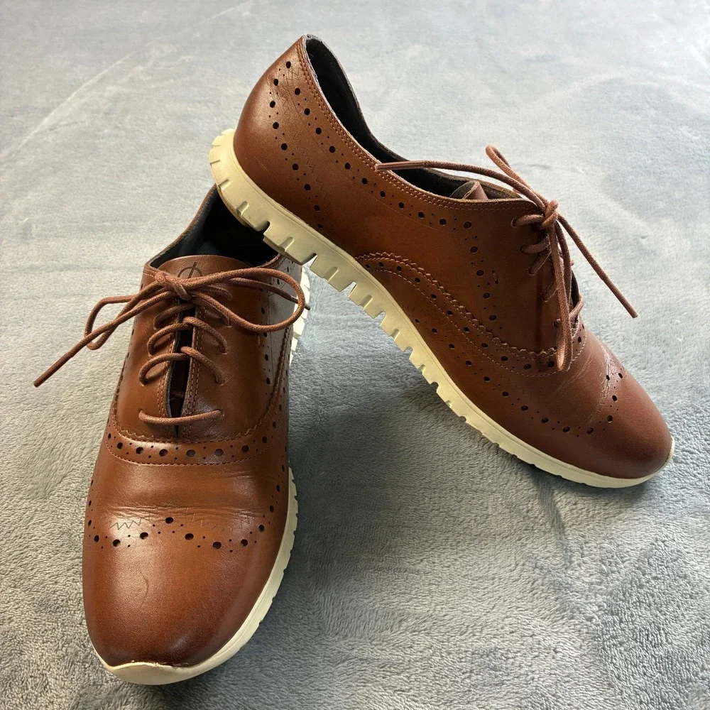 Cole Haan‎ Zerogrand Wingtip Oxford British Tan Leather Shoes W14476 Womens 9B